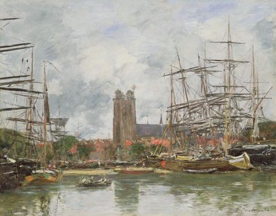 Ein französischer Hafen, 1884 von Eugene Louis Boudin